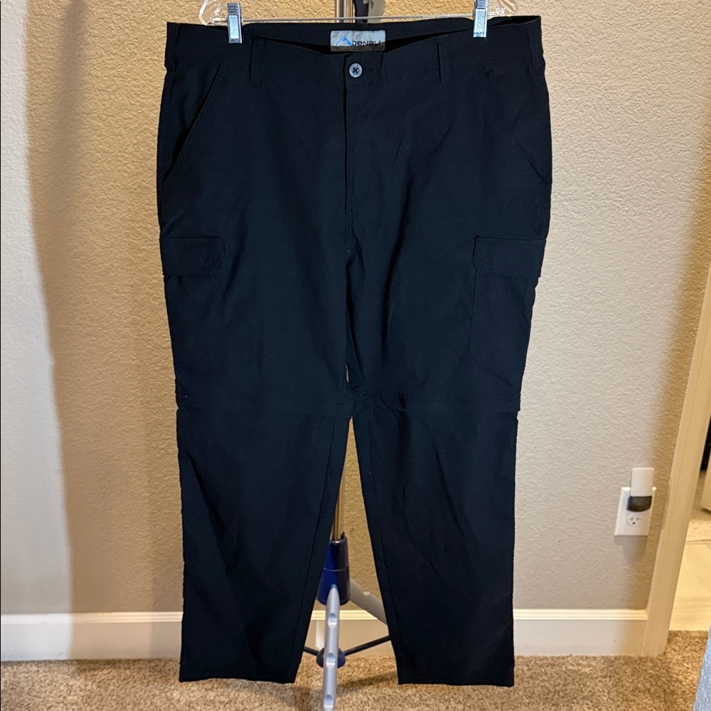 Denali Black Cargo Pants with zip off shorts. Size 38/30